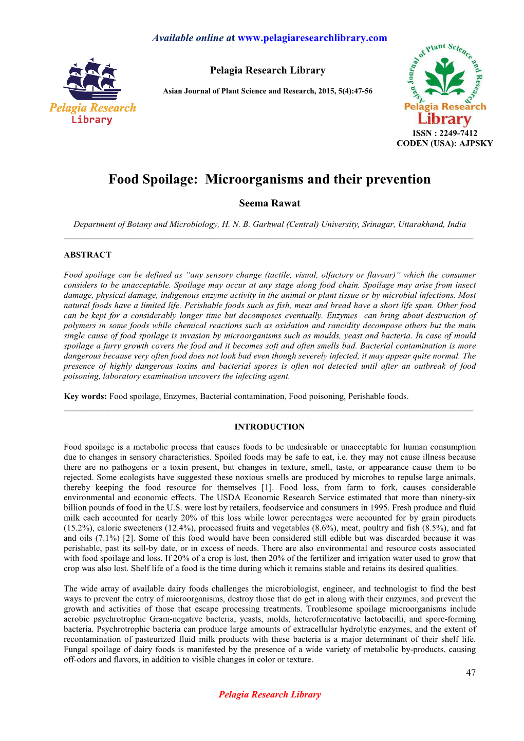 Food Spoilage: Microorganisms and Their Prevention