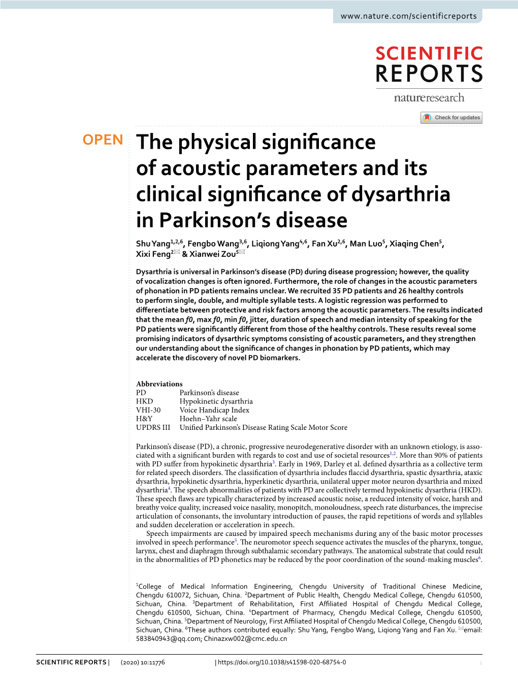 The Physical Significance of Acoustic Parameters and Its Clinical