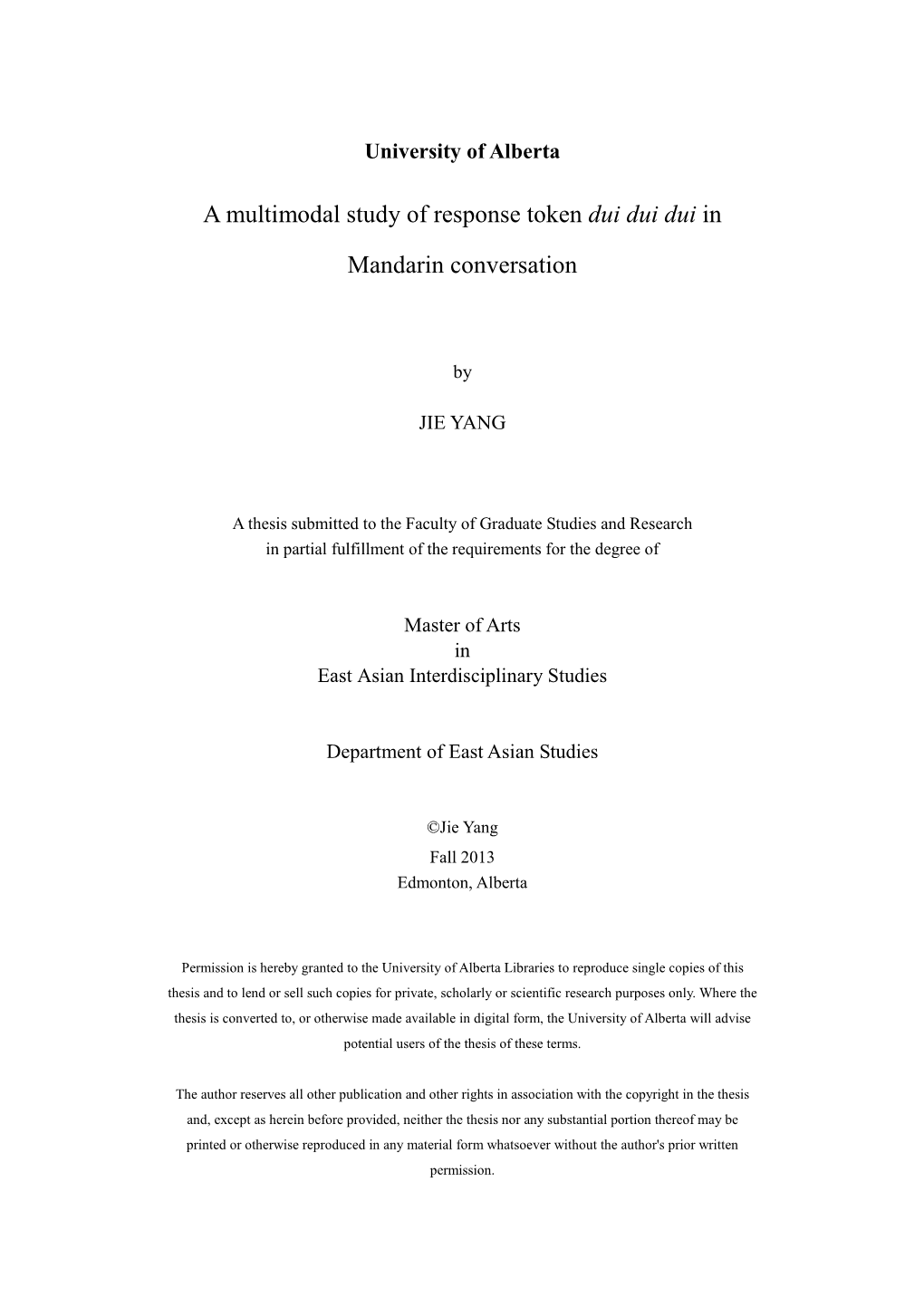 A Multimodal Study of Response Token Dui Dui Dui in Mandarin Conversation