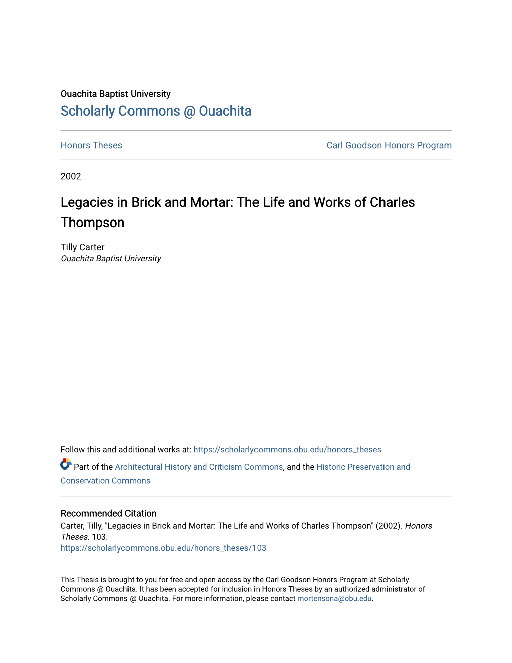 The Life and Works of Charles Thompson