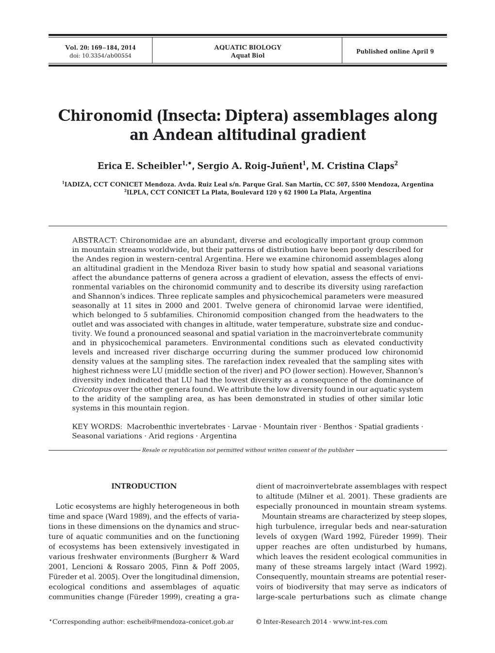 (Insecta: Diptera) Assemblages Along an Andean Altitudinal Gradient