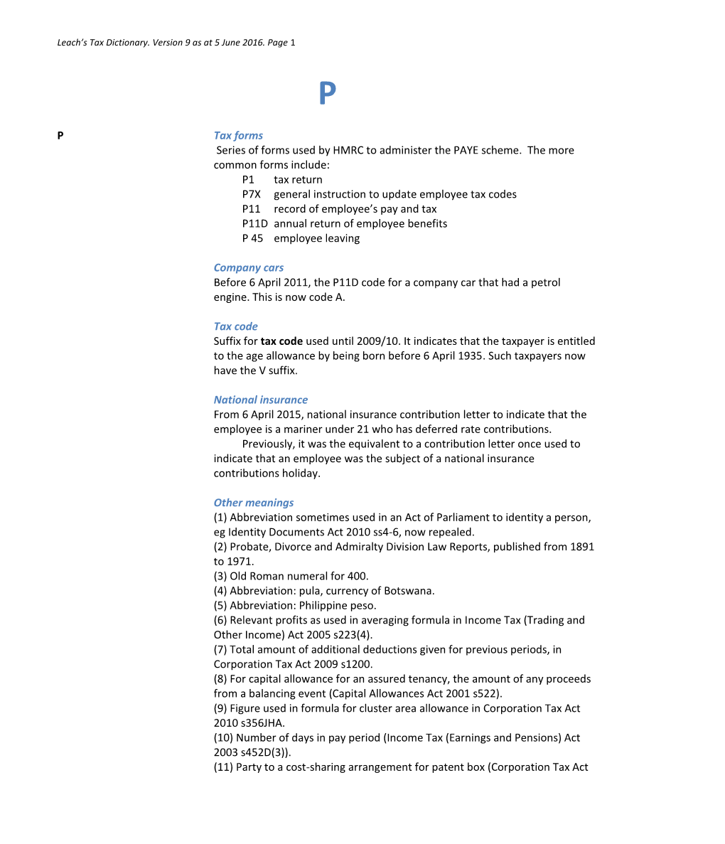 Tax Dictionary