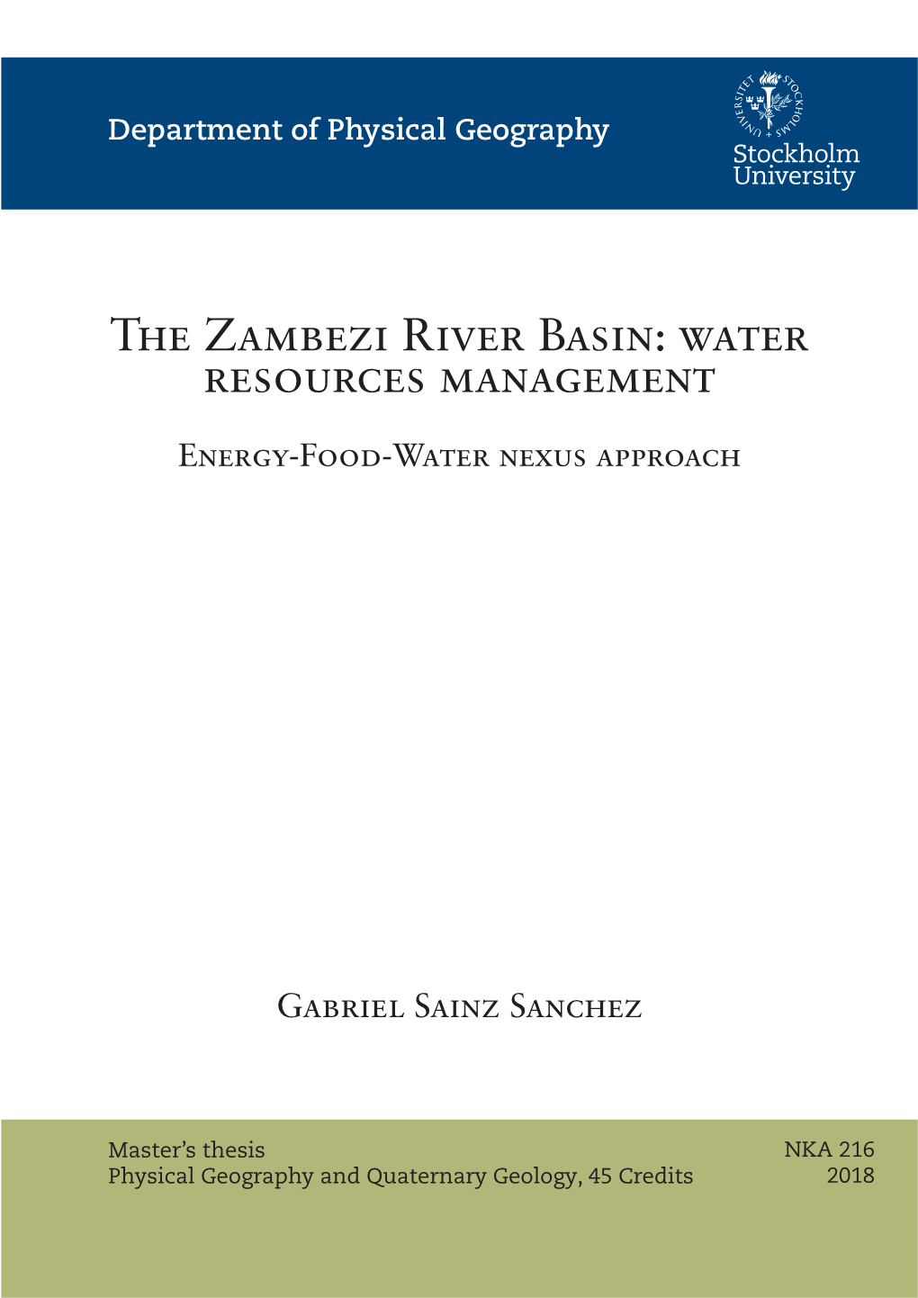 The Zambezi River Basin: Water Resources Management