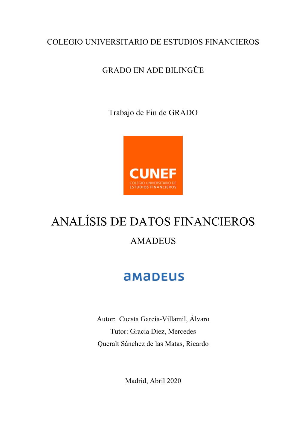 Análisis De Datos Financieros: Amadeus