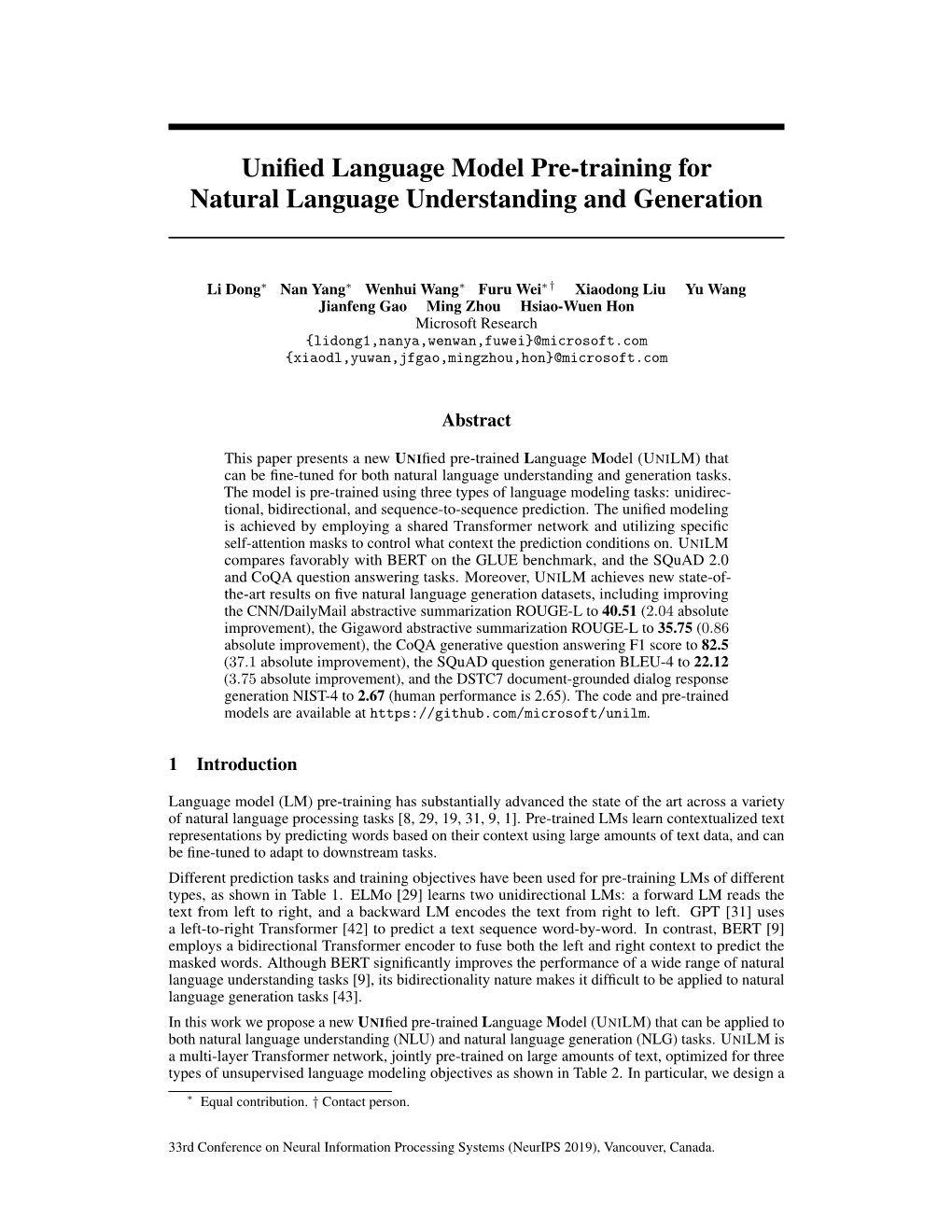 Unified Language Model Pre-Training for Natural