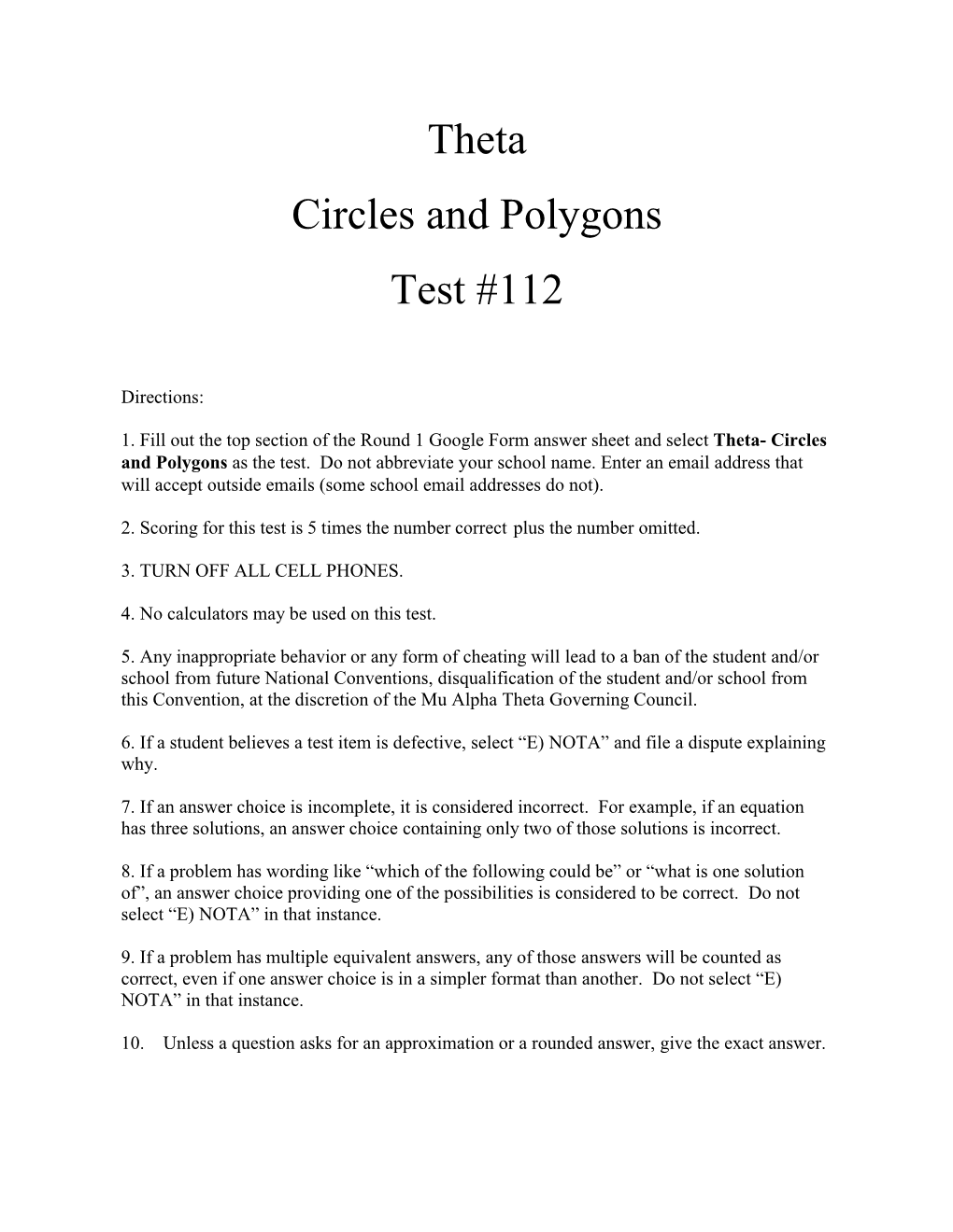 Theta Circles and Polygons Test #112