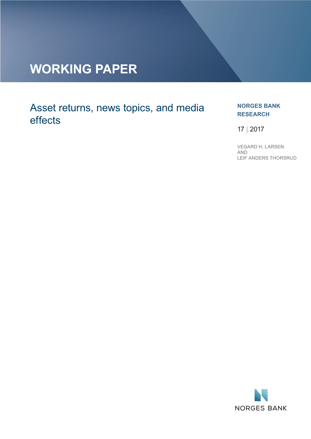 Working Paper 17/2017: Asset Returns, News Topics, and Media Effects