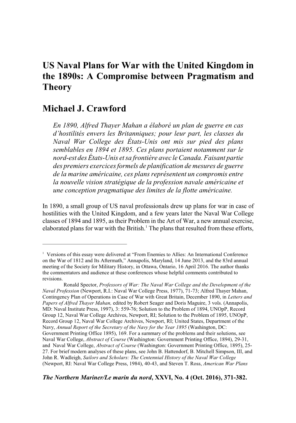 US Naval Plans for War with the United Kingdom in the 1890S: a Compromise Between Pragmatism and Theory