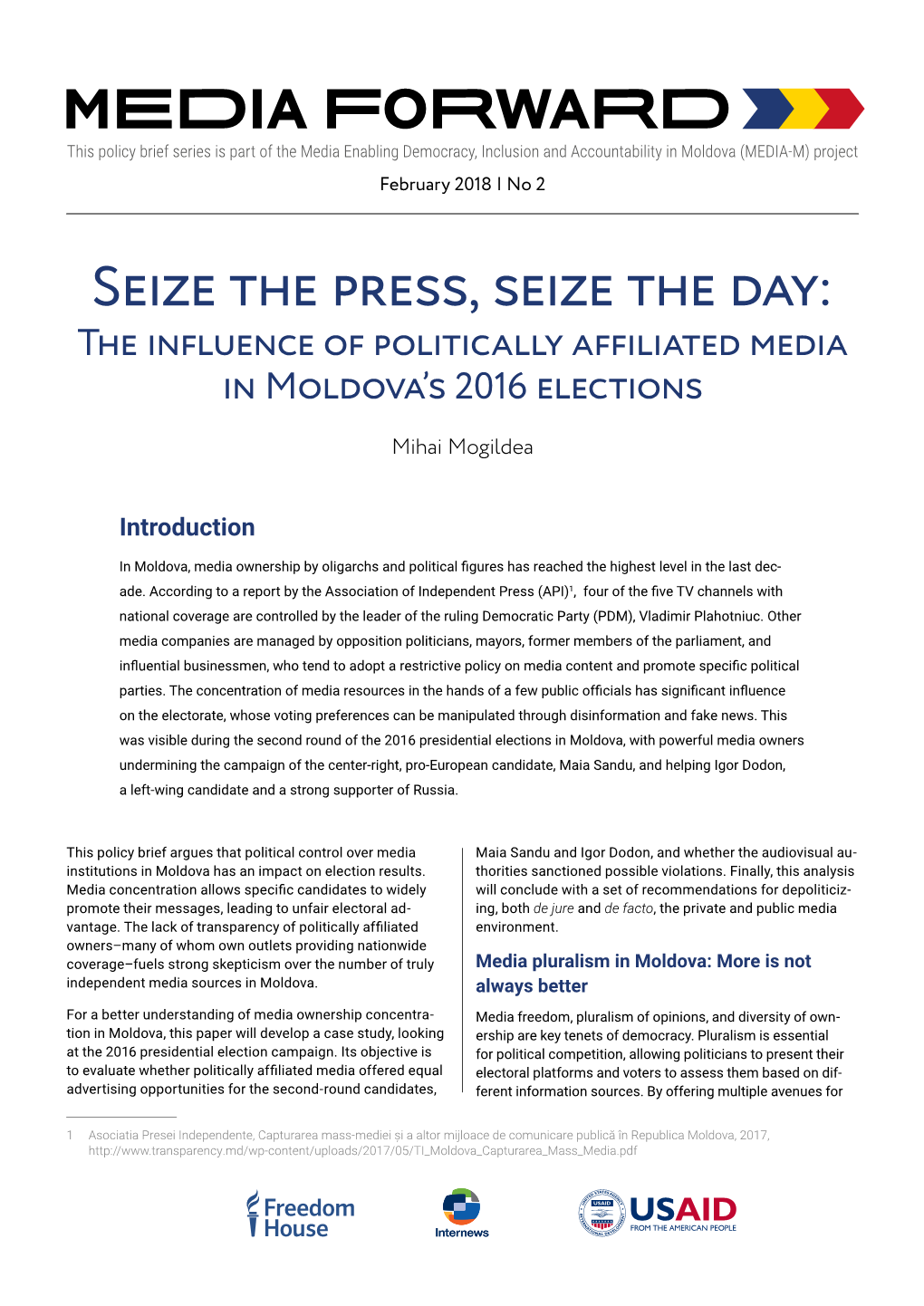 Seize the Press, Seize the Day: the Influence of Politically Affiliated Media in Moldova’S 2016 Elections