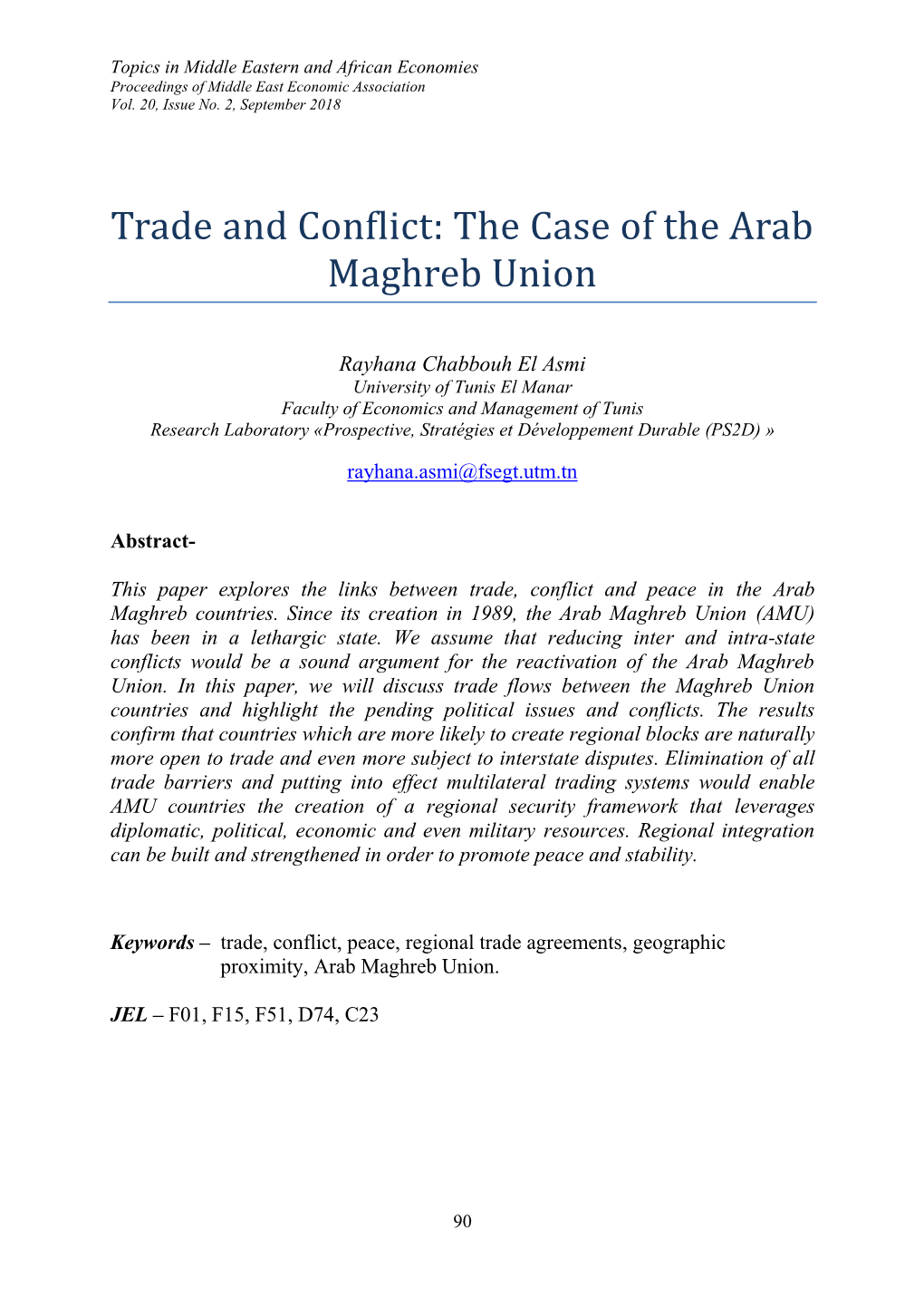 Trade and Conflict: the Case of the Arab Maghreb Union