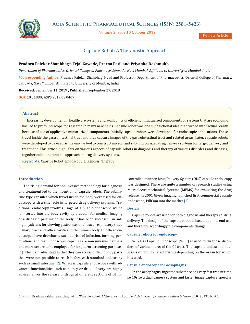 Capsule Robot: a Theranostic Approach