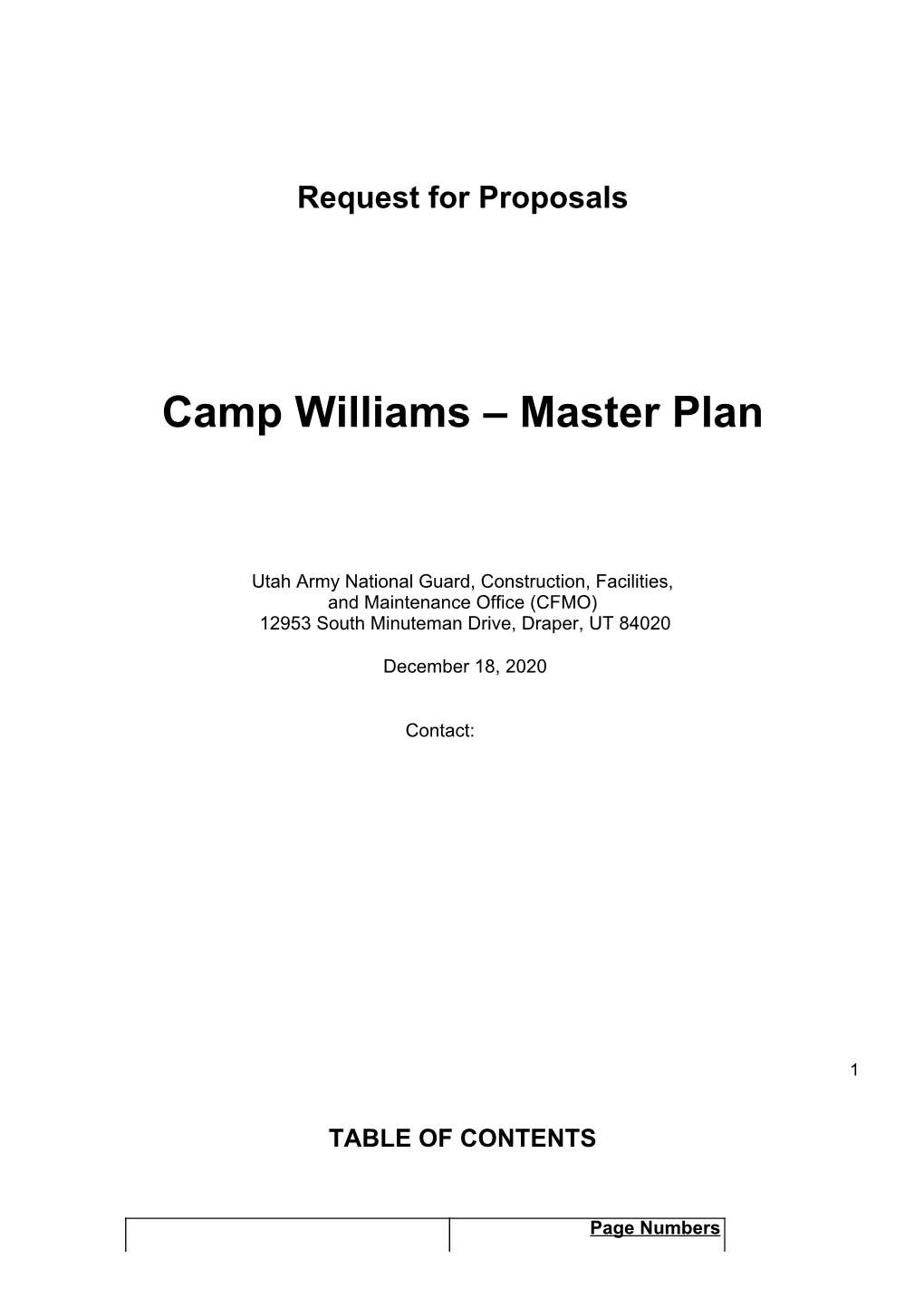 Camp Williams – Master Plan