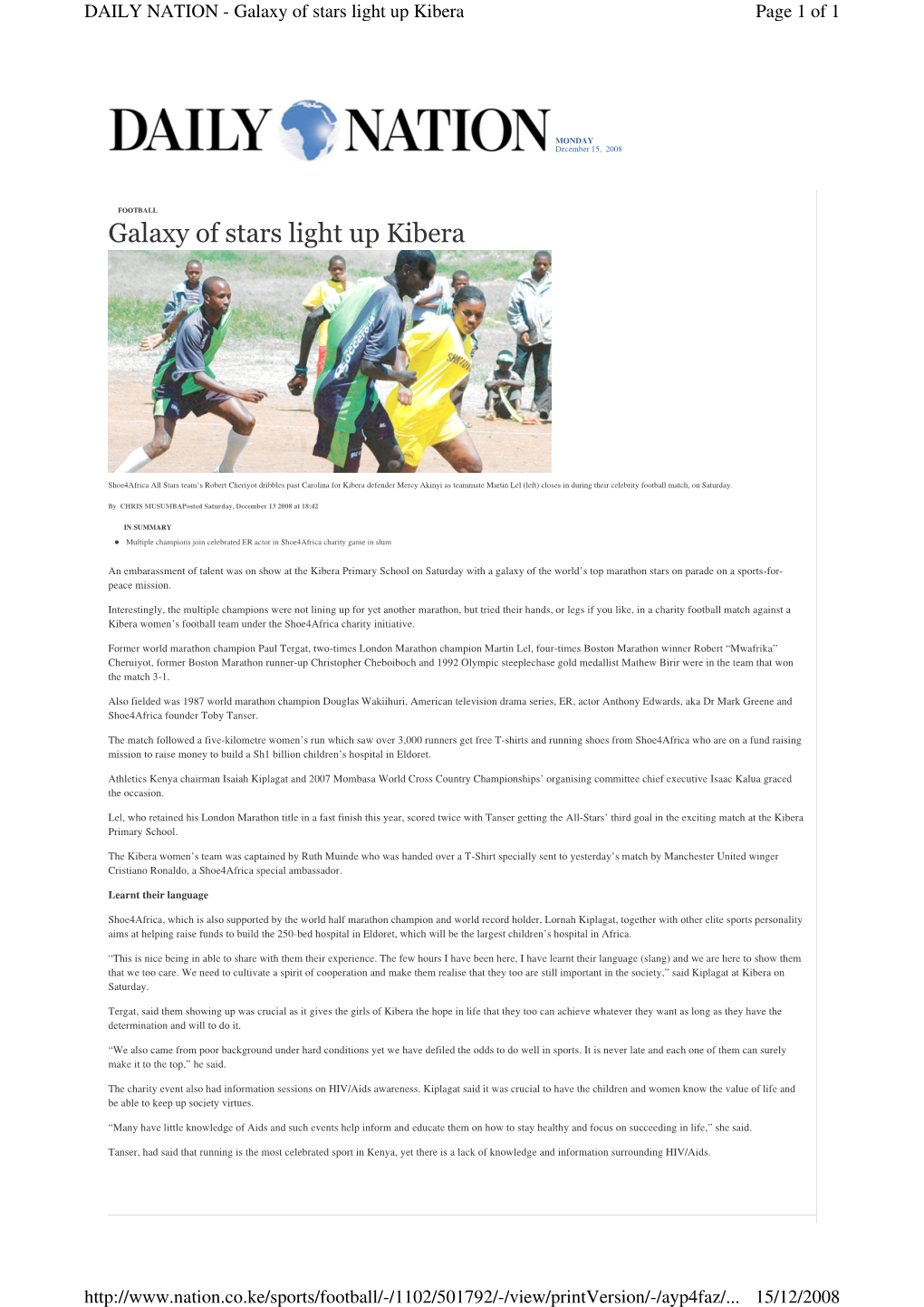 Galaxy of Stars Light up Kibera Page 1 of 1