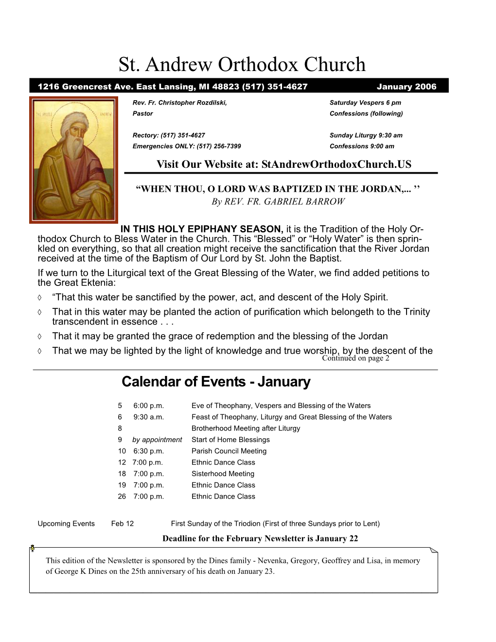 Jan Newsletter