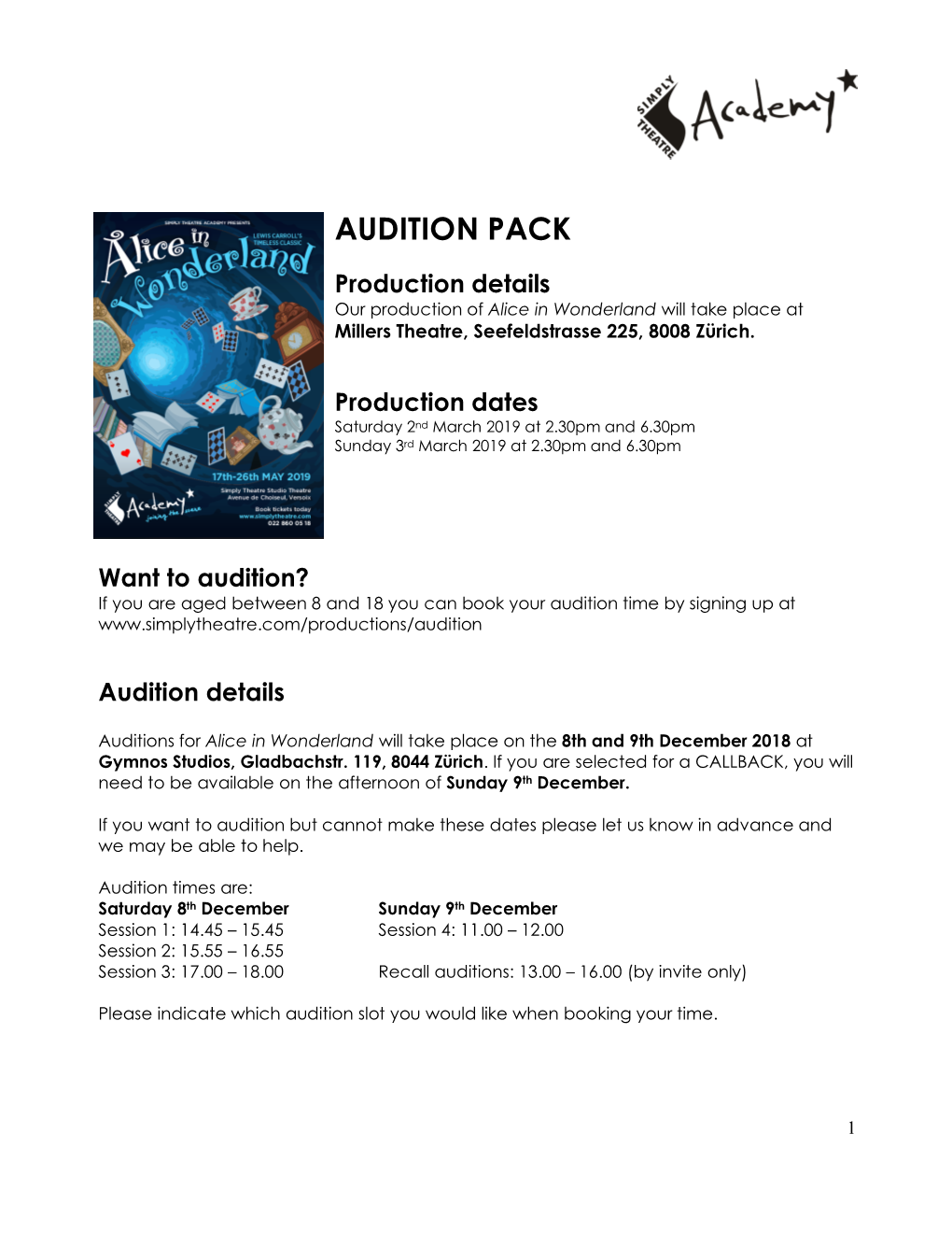 Audition Pack