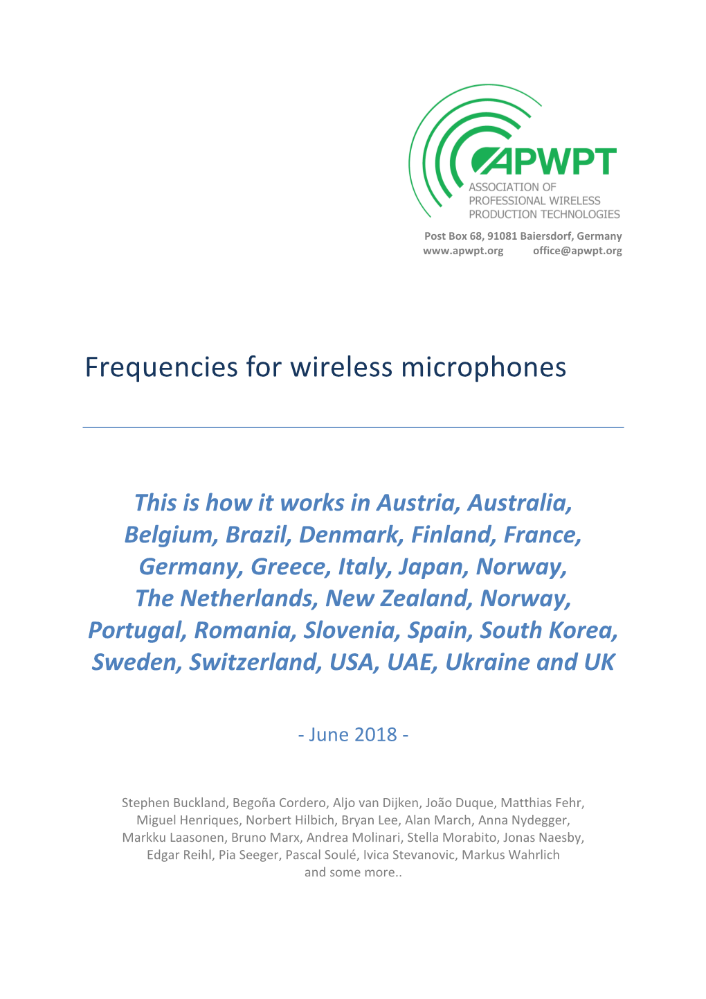 Frequencies for Wireless Microphones