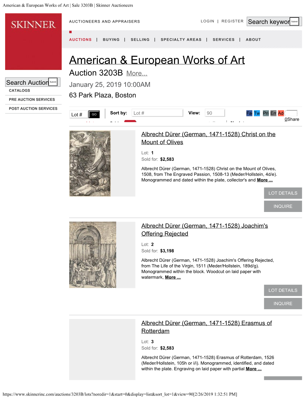 American & European Works of Art | Sale 3203B | Skinner Auctioneers