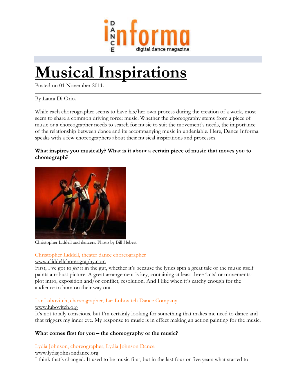 Musical Inspirations Posted on 01 November 2011