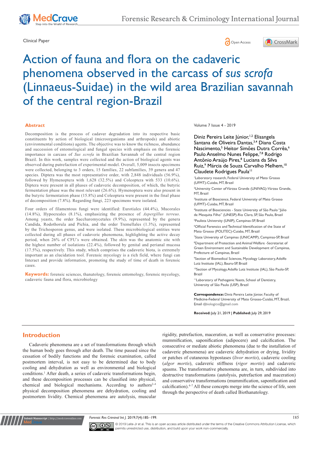 Action of Fauna and Flora on the Cadaveric Phenomena