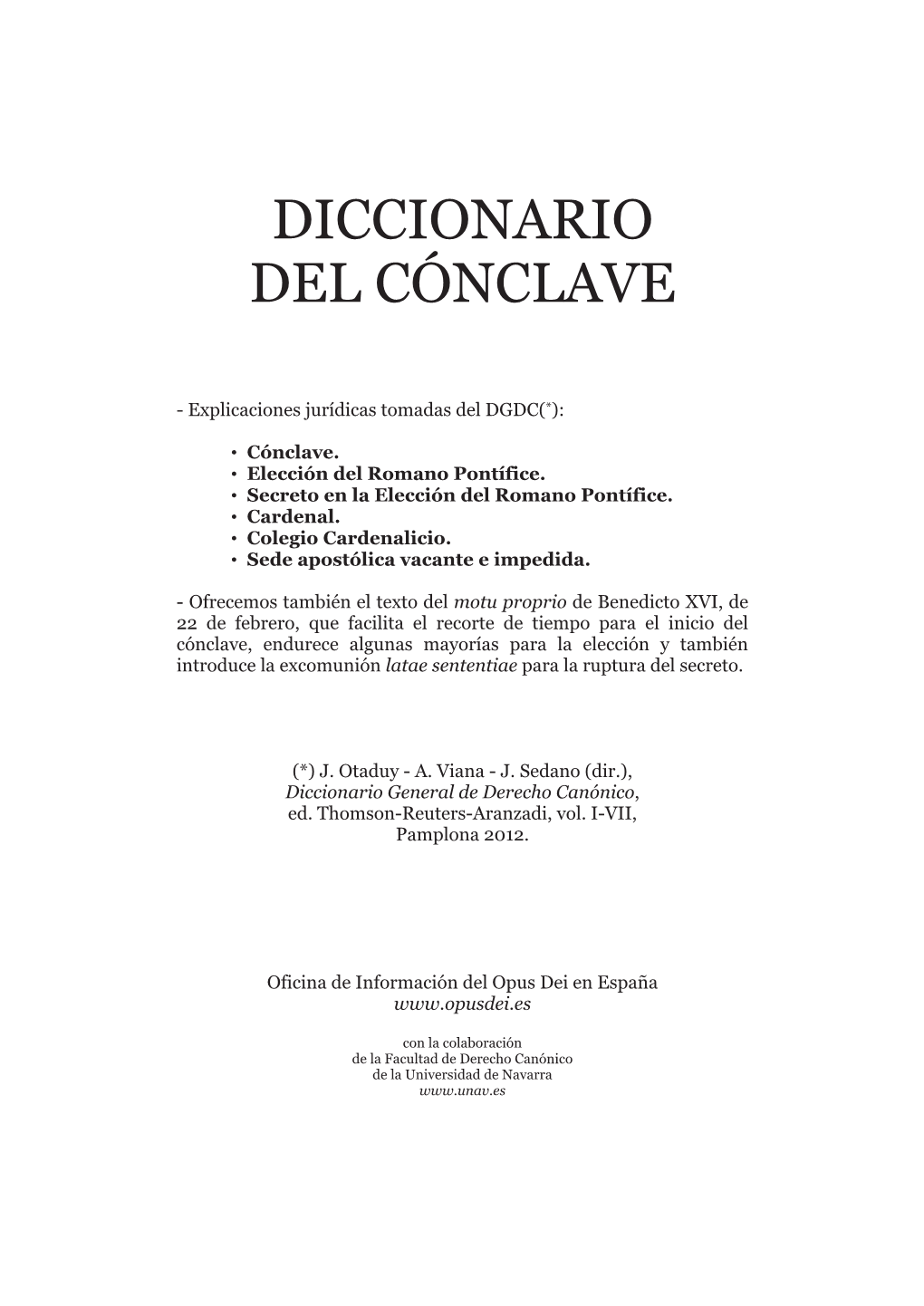 Diccionario Del Cónclave