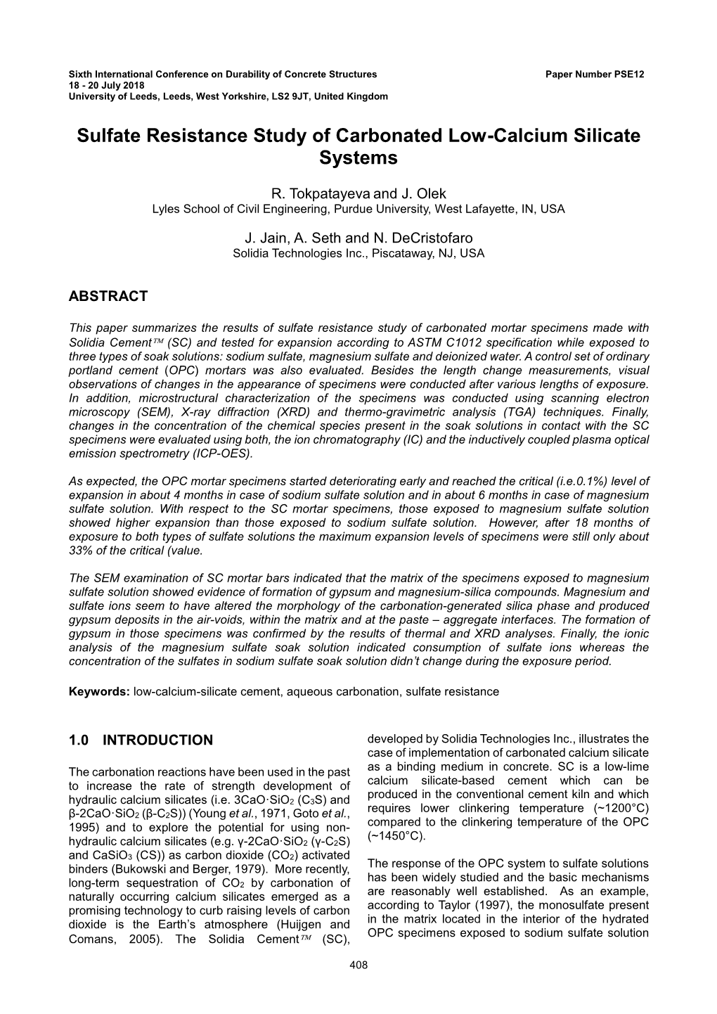 Sulfate Resistance Study of Carbonated Low-Calcium Silicate Systems