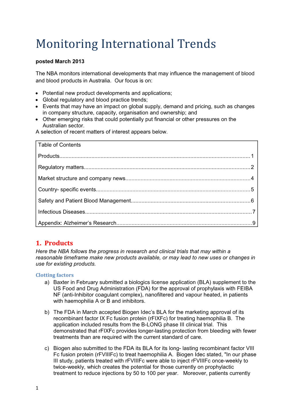 NBA - Monitoring Internation Trends - Prepared February 2013