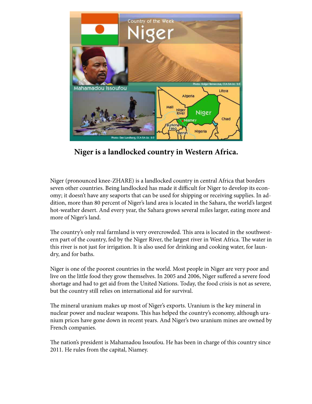 Niger Is a Landlocked Country in Western Africa