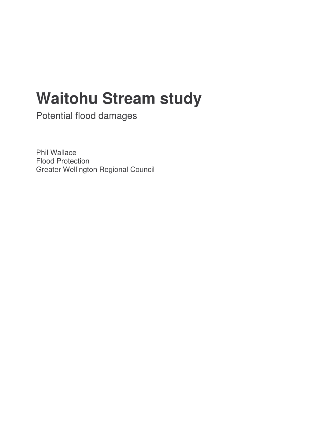 Waitohu Stream Study Potential Flood Damages