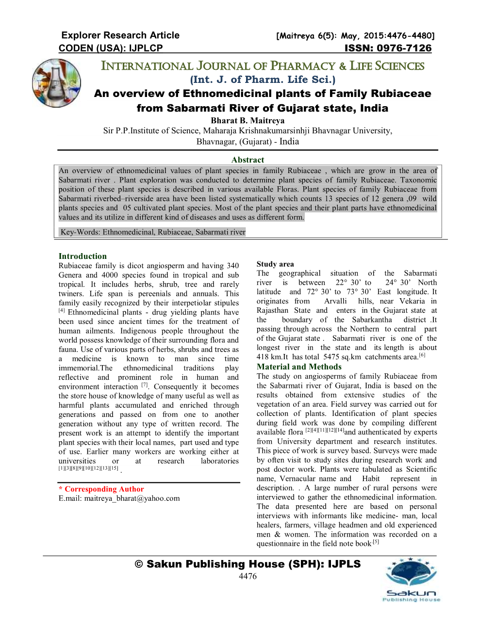 International Journal of Pharmacy & Life Sciences