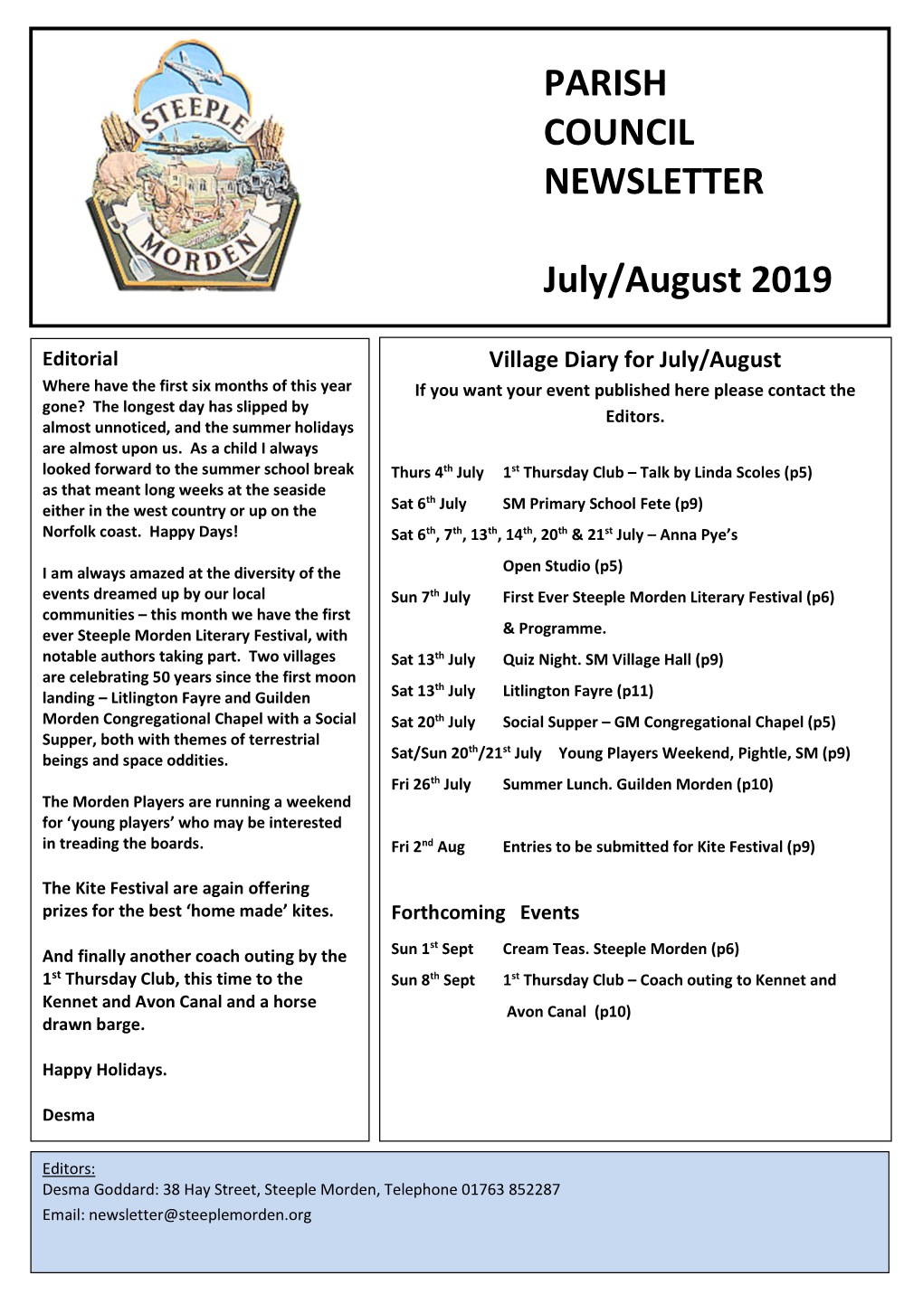 PARISH COUNCIL NEWSLETTER July/August 2019