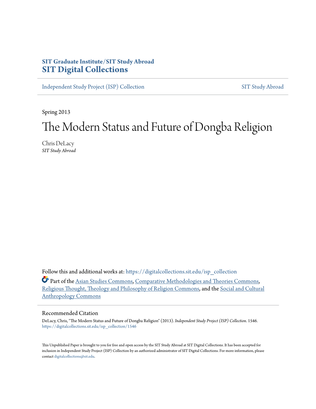 The Modern Status and Future of Dongba Religion
