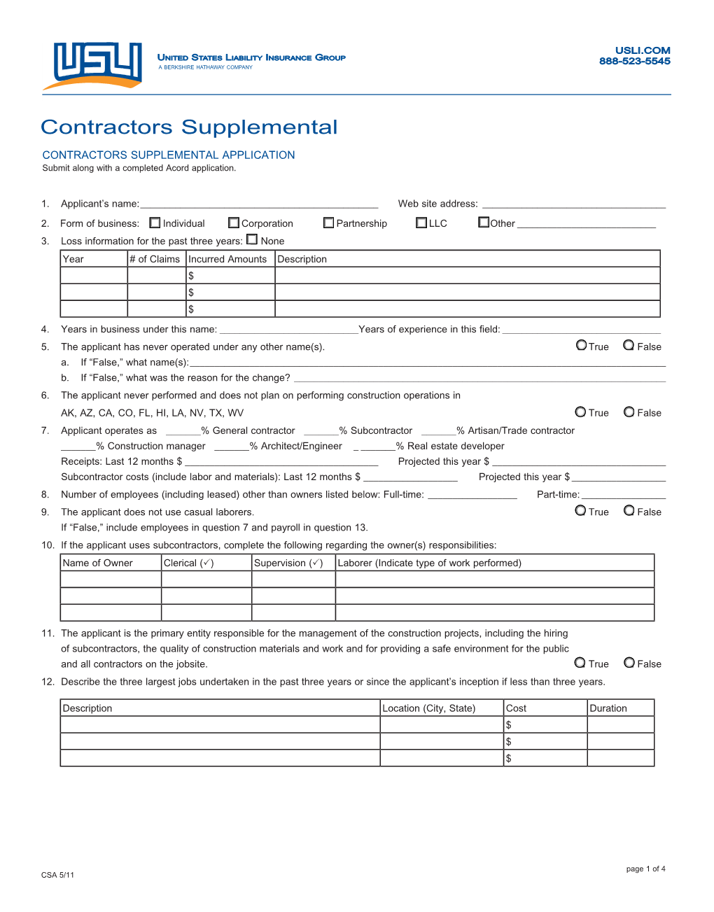 Contractors Supplemental