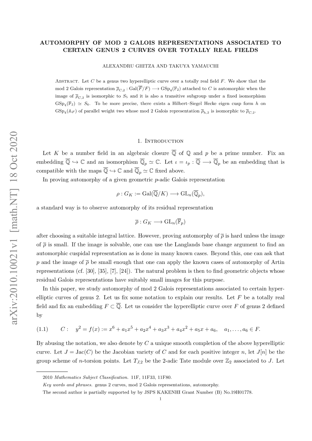 Automorphy of Mod 2 Galois Representations Associated to Certain Genus 2 Curves Over Totally Real Fields