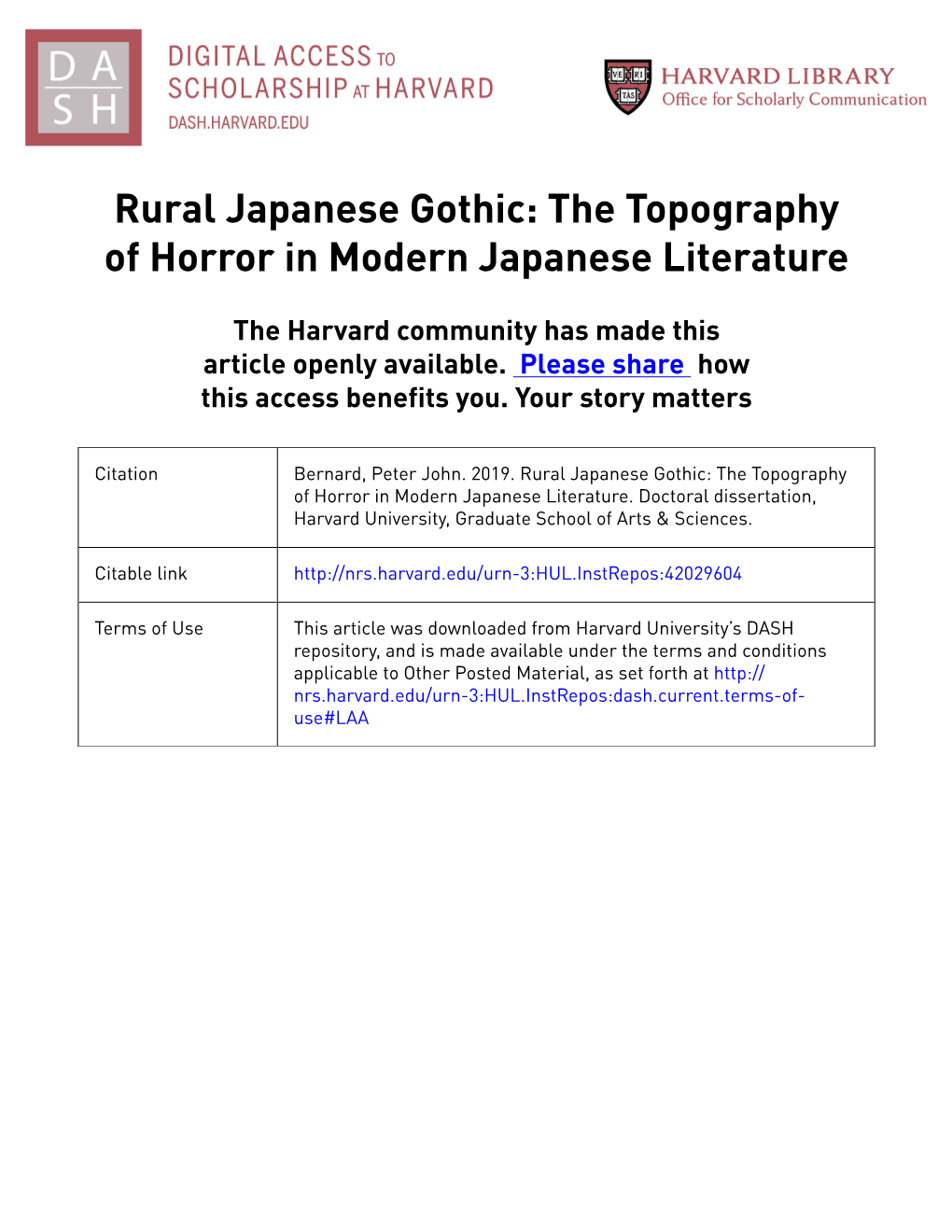 Rural Japanese Gothic: the Topography of Horror in Modern Japanese Literature