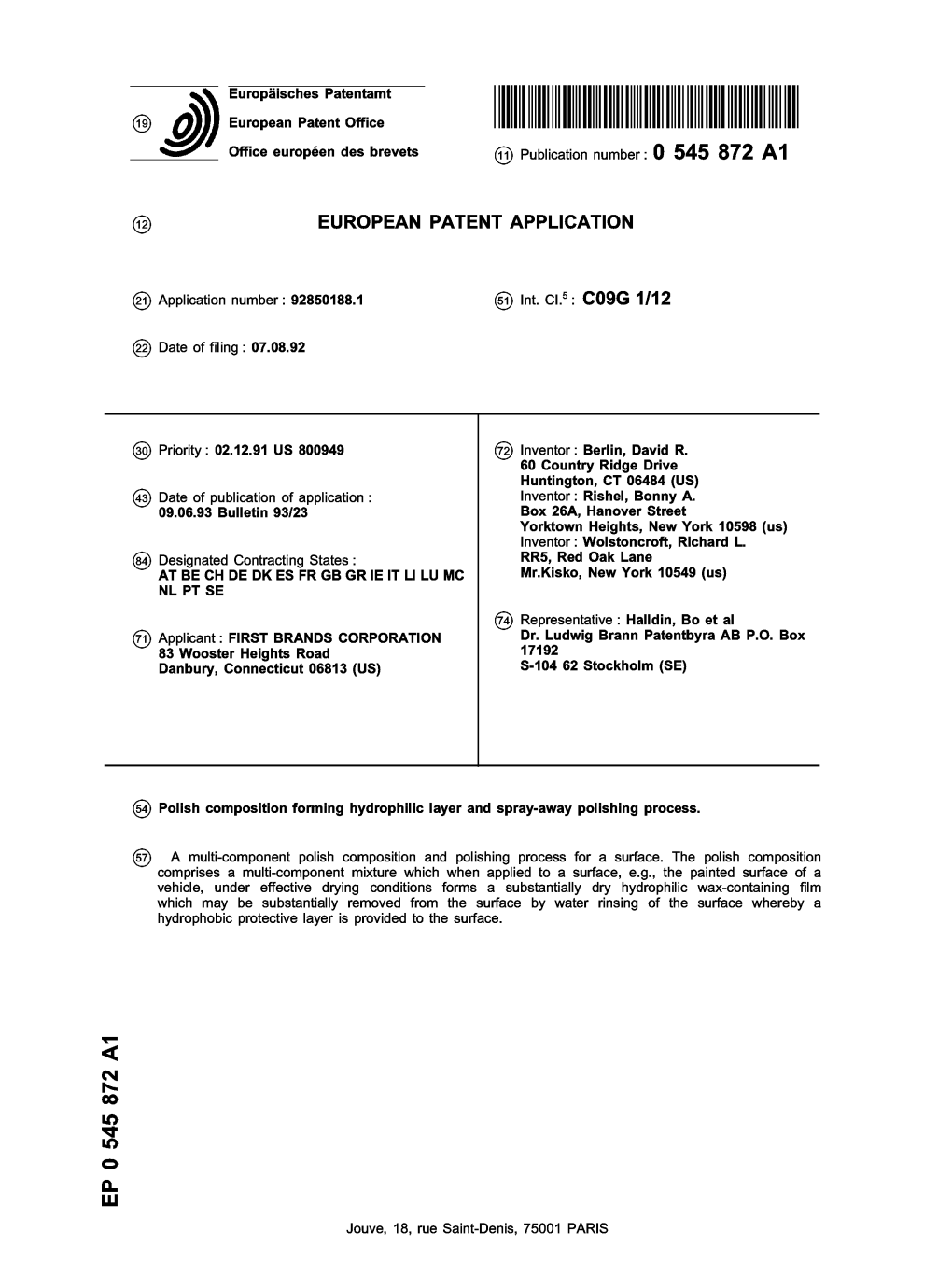 Polish Composition Forming Hydrophilic Layer and Spray-Away Polishing Process