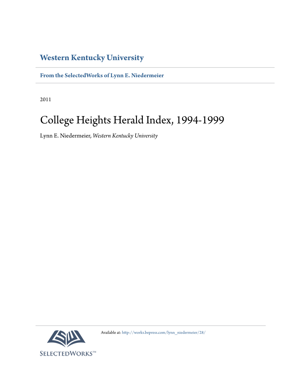 College Heights Herald Index, 1994-1999 Lynn E