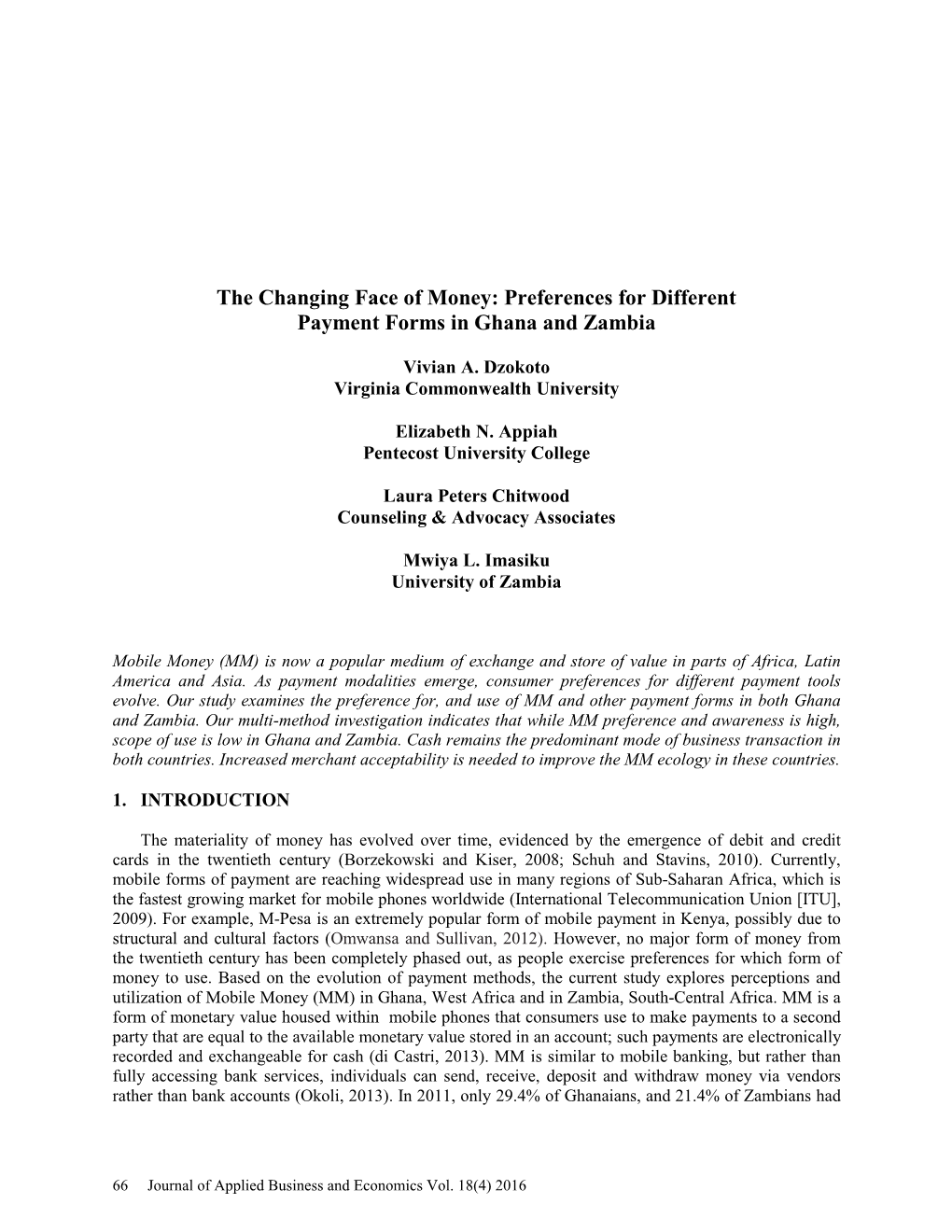 The Changing Face of Money: Preferences for Different Payment Forms in Ghana and Zambia