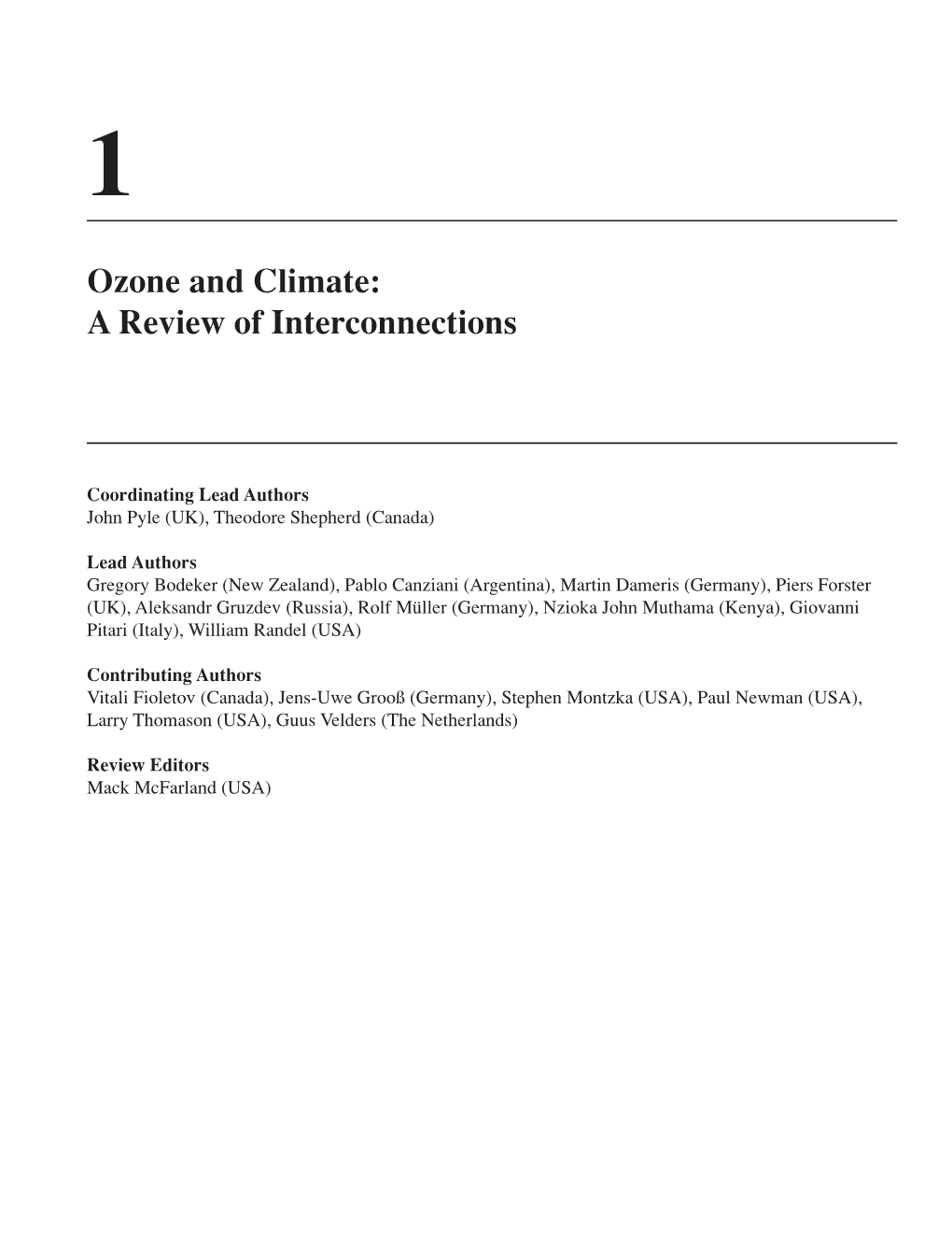 Chapter 1 Ozone and Climate