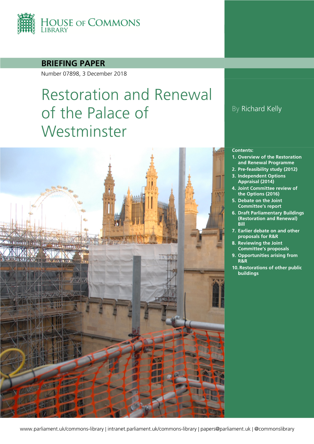 Restoration and Renewal of the Palace of Westminster