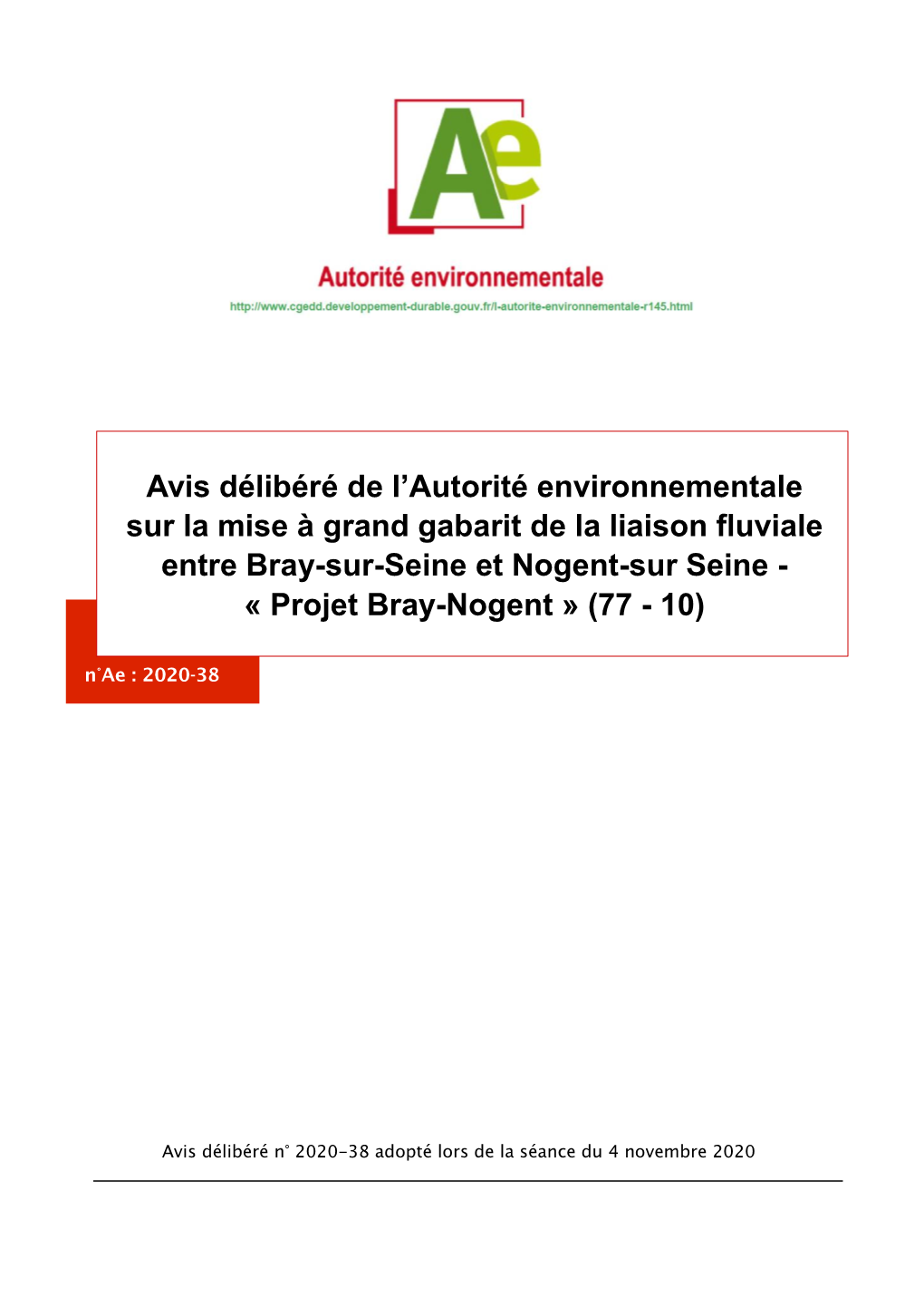 Projet Bray-Nogent » (77 - 10) N°Ae : 2020-38