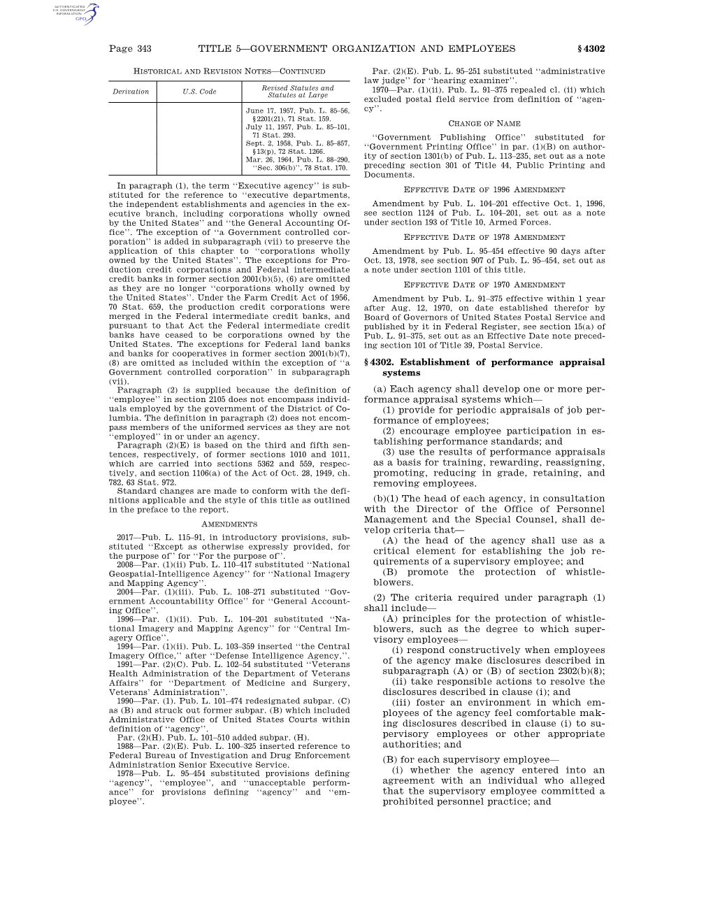 5—Government Organization and Employees § 4302