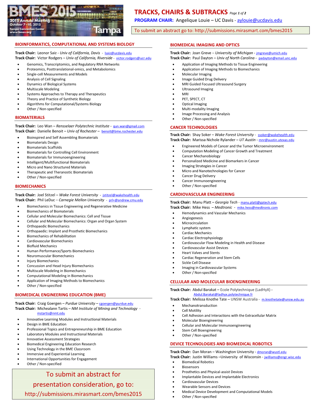 TRACKS, CHAIRS & SUBTRACKS Page 1 of 2 to Submit An