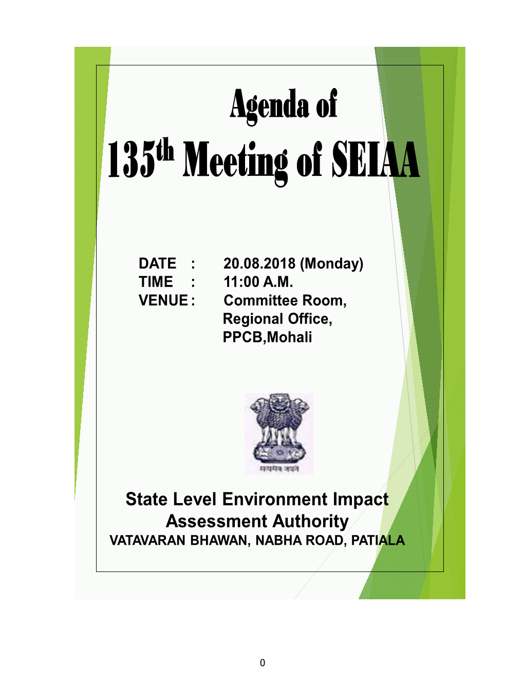 State Level Environment Impact Assessment Authority VATAVARAN BHAWAN, NABHA ROAD, PATIALA