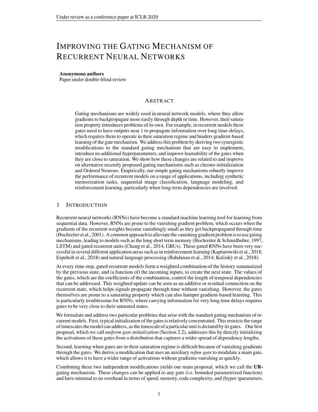 Improving the Gating Mechanism of Recurrent