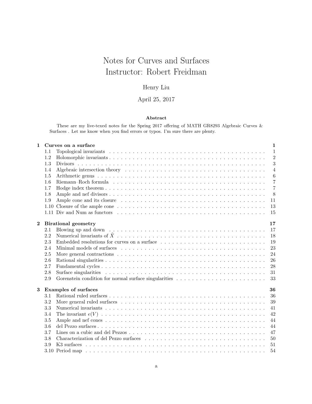 Algebraic Curves and Surfaces