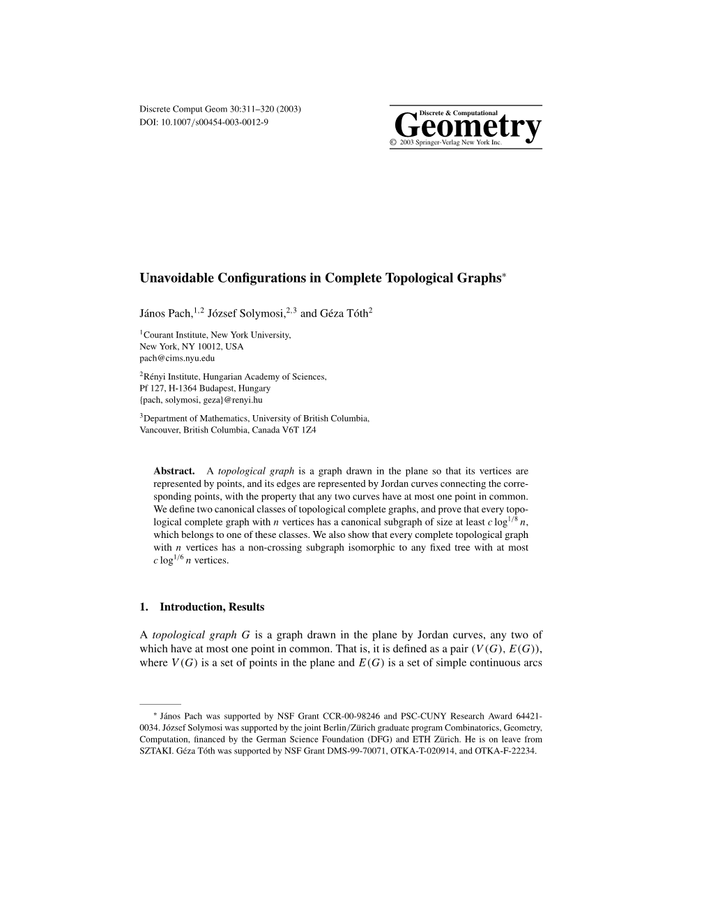 Geometry © 2003 Springer-Verlag New York Inc