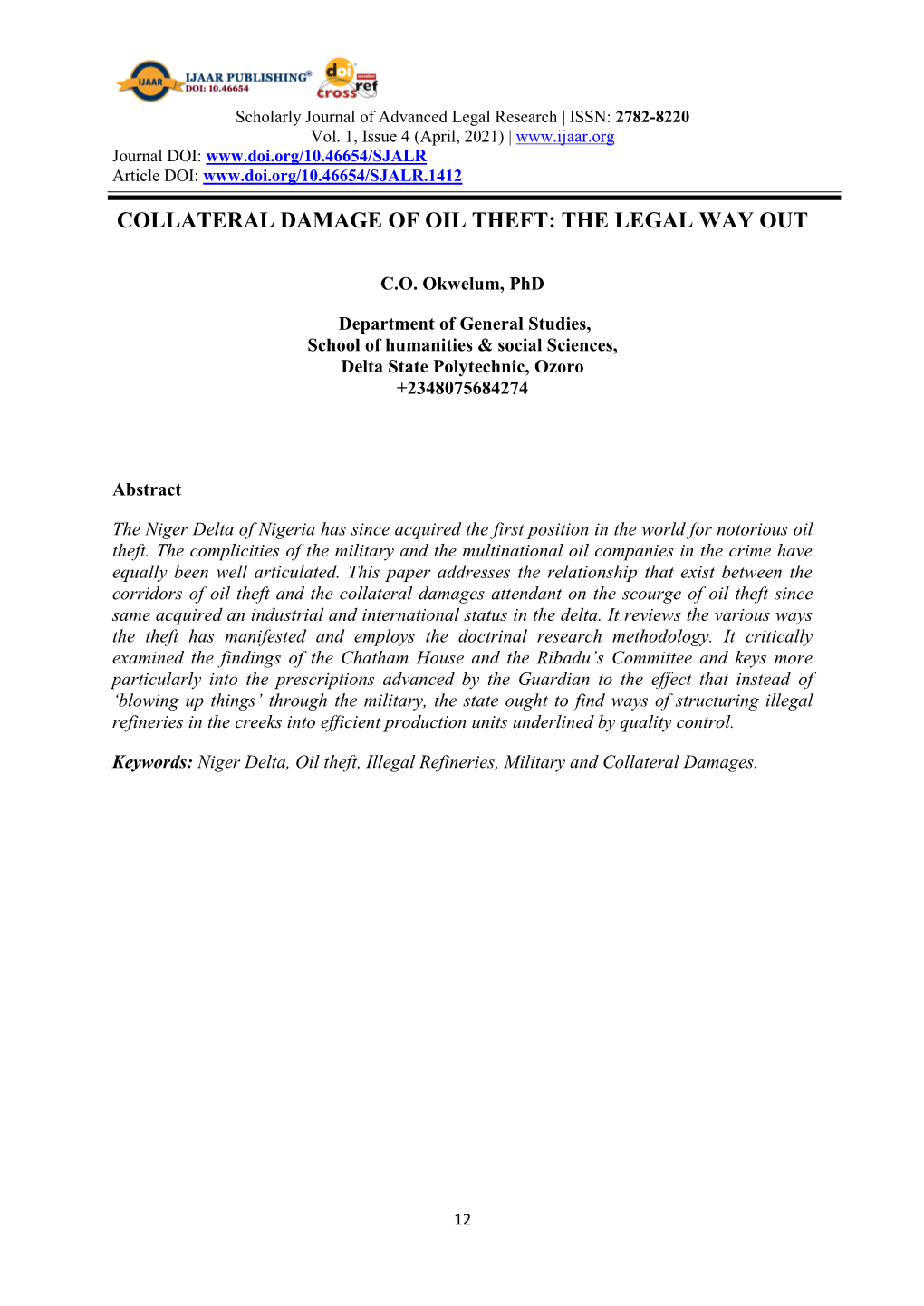 Collateral Damage of Oil Theft: the Legal Way Out