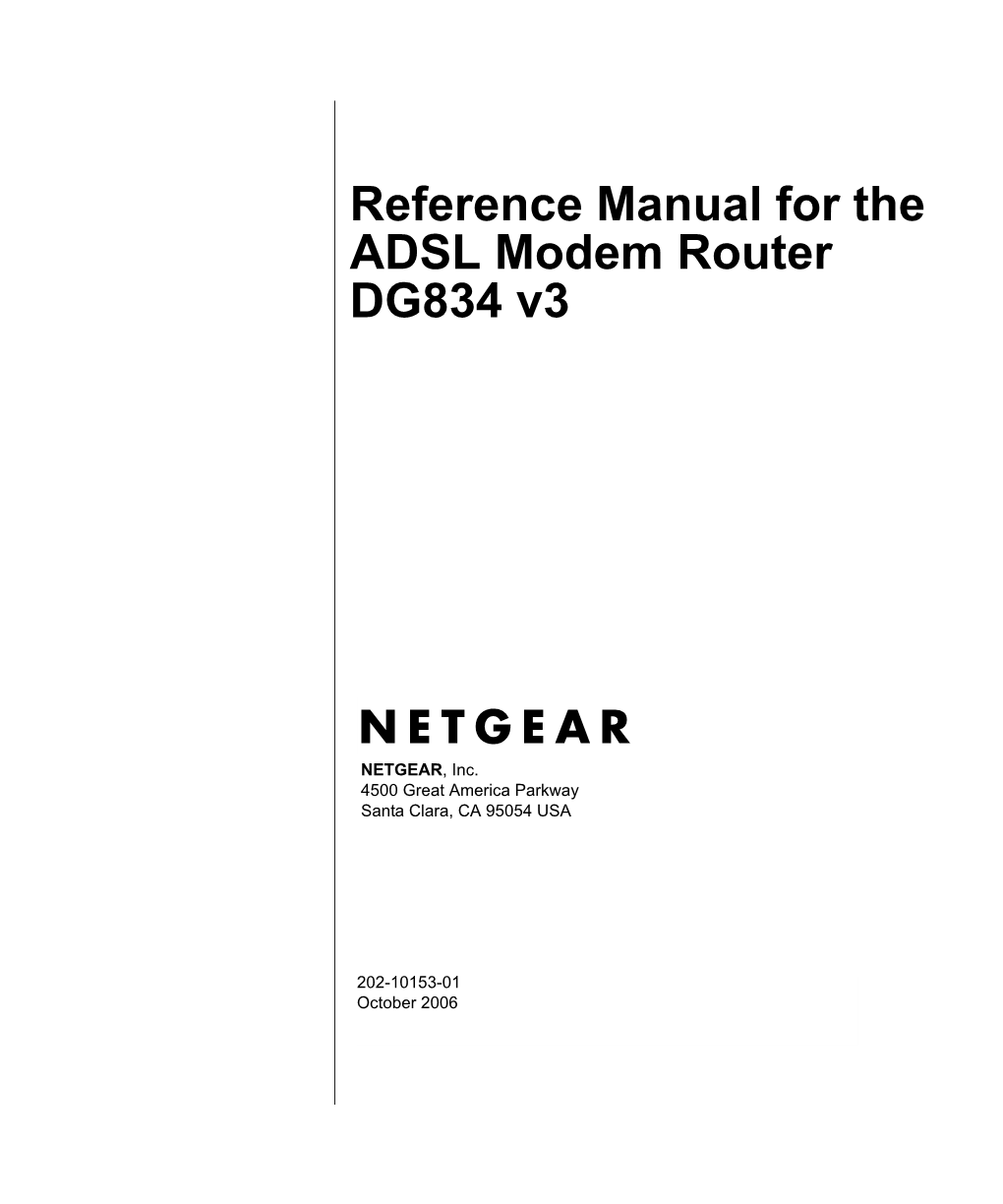 Reference Manual for the ADSL Modem Router DG834 V3