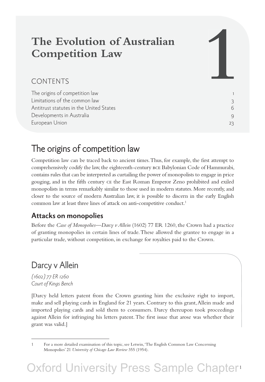 The Evolution of Australian Competition Law