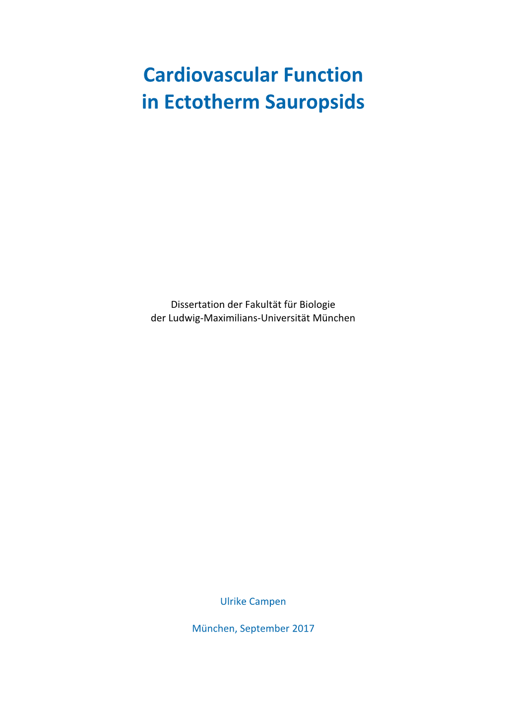 Cardiovascular Function in Ectotherm Sauropsids